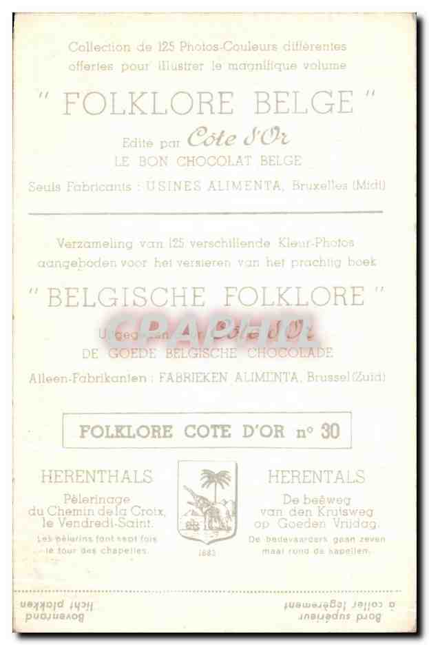 Image Collection de Folklore Belge Cote d'or Henrenthals Pelerinage du chemin de la Croix le Vendredi Saint  — Verso