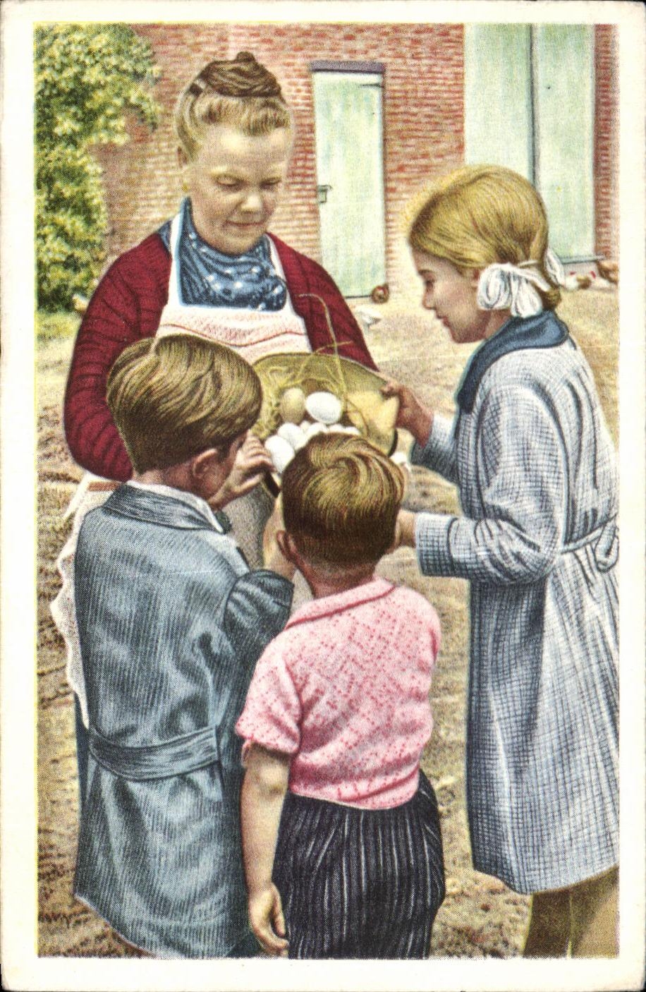 Image Collection de Folklore Belge Cote d'or Brabant Les oeufs de Paques a la campagne 