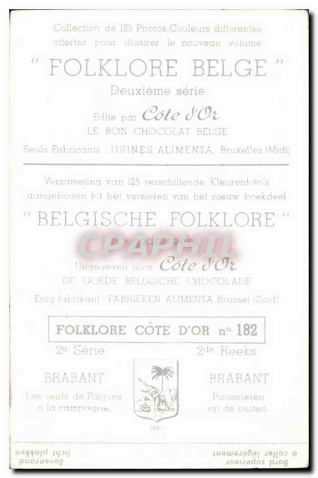 Image Collection de Folklore Belge Cote d'or Brabant Les oeufs de Paques a la campagne  — Verso