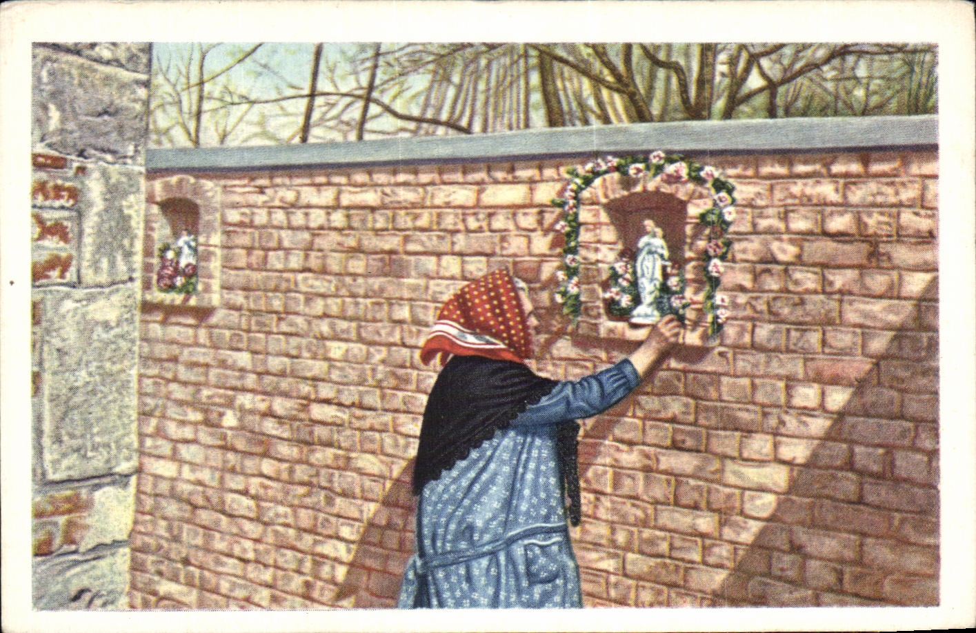 Image Collection de Folklore Belge Cote d'or Brabant La guirlande pour la vierge 