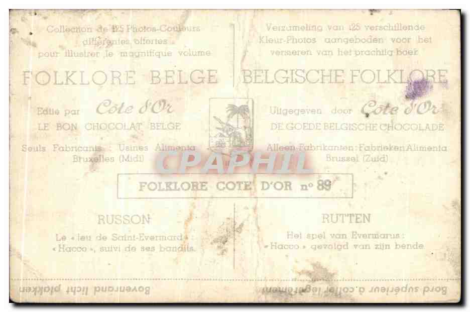 Image Folklore belge Cote d'or Russon Le feu de Saint Evermard Hacco suivi de ses bandits Chevaux  — Verso