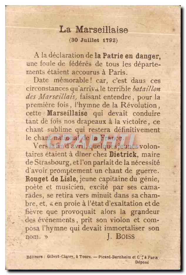 Image La Marseillaise  — Rückseite