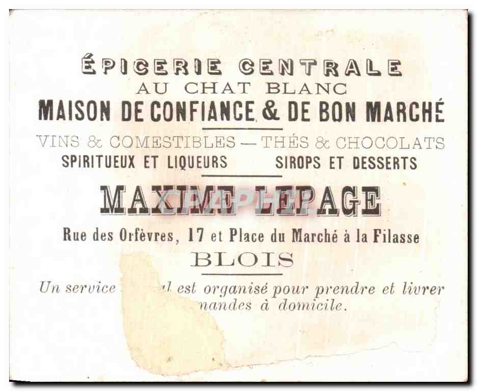 Chromo Epicefne Centrale Maxime Lepage Rue des Orfevres Blois Cygnes  — Verso