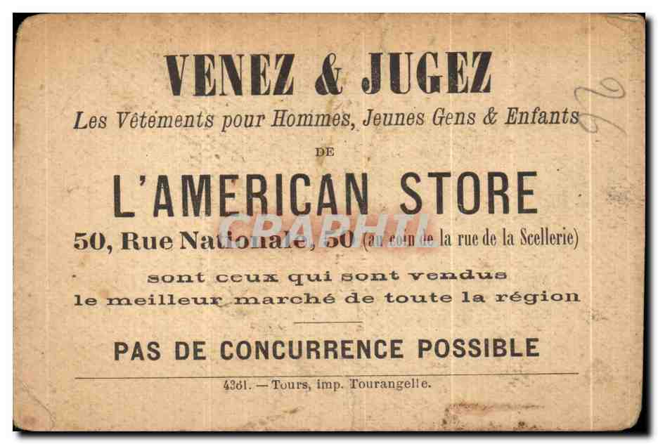 Chromo Les Etrennes Enfants Lapin American Store Rue Nationale  — Rückseite