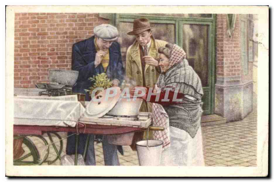 Image Folklore belge Cote d'or Bruxelles La marchande d'escargots chauds 
