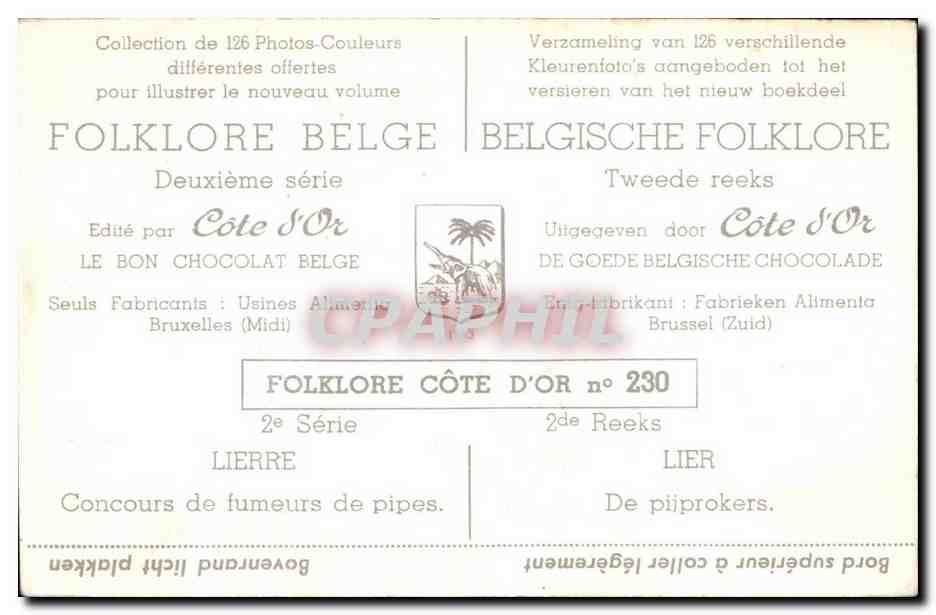 Image Folklore belge Cote d'or Lierre Concours de fumeurs de pipes — Verso