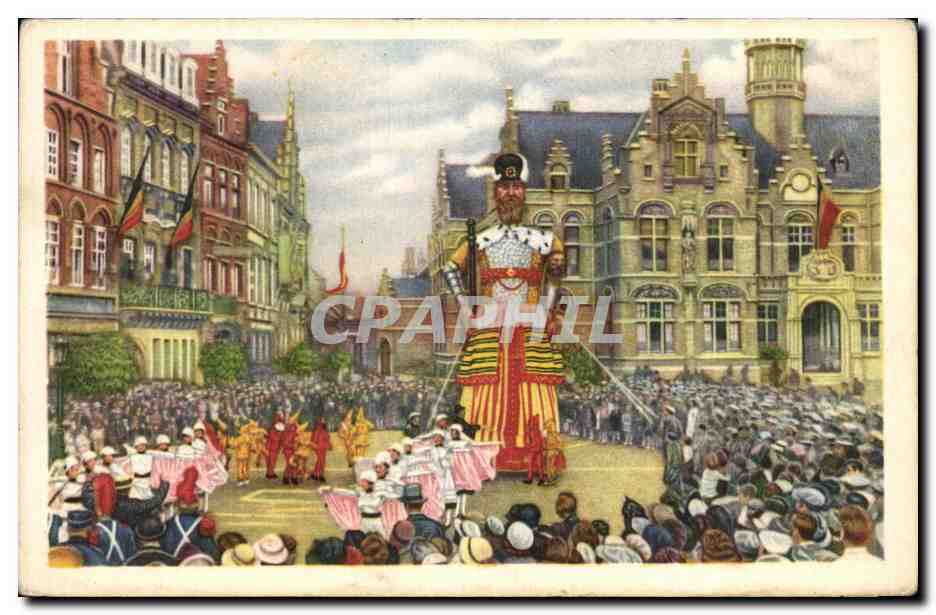 Image Folklore belge Cote d'or Ypres Goliath le plus grand des geants belges 