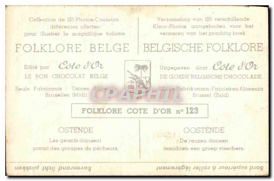 Image Folklore belge Cote d'or Ostende Les geants dansent parmi les groupes de pecheurs  — Rückseite