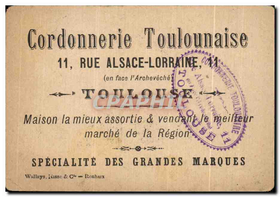 Chromo Le Coeur Ne vieilliet Pas Coordonnerie toulousaine Toulouse Rue Alsace Lorraine  — Rückseite