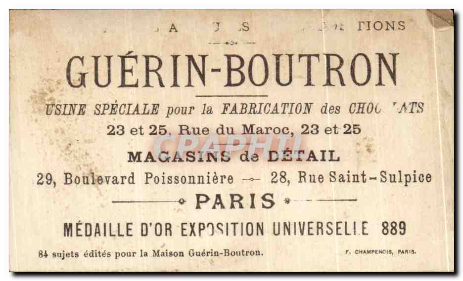 Chromo Chocolat Guerin Boutron Arteurs Celebres Chateaubriand Lion Les martyrs  — Verso