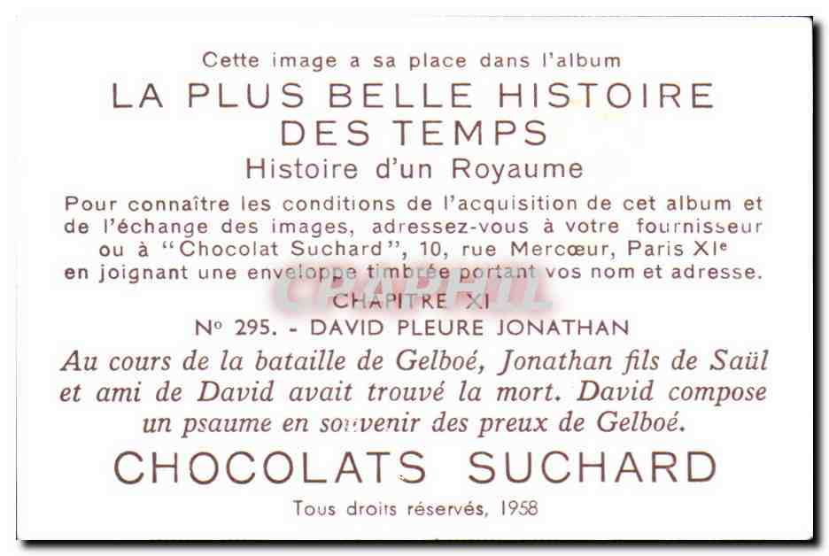 Image La Plus Belle Histoire Des Temps Histoire d'un royaume David pleure Jonathan — Verso