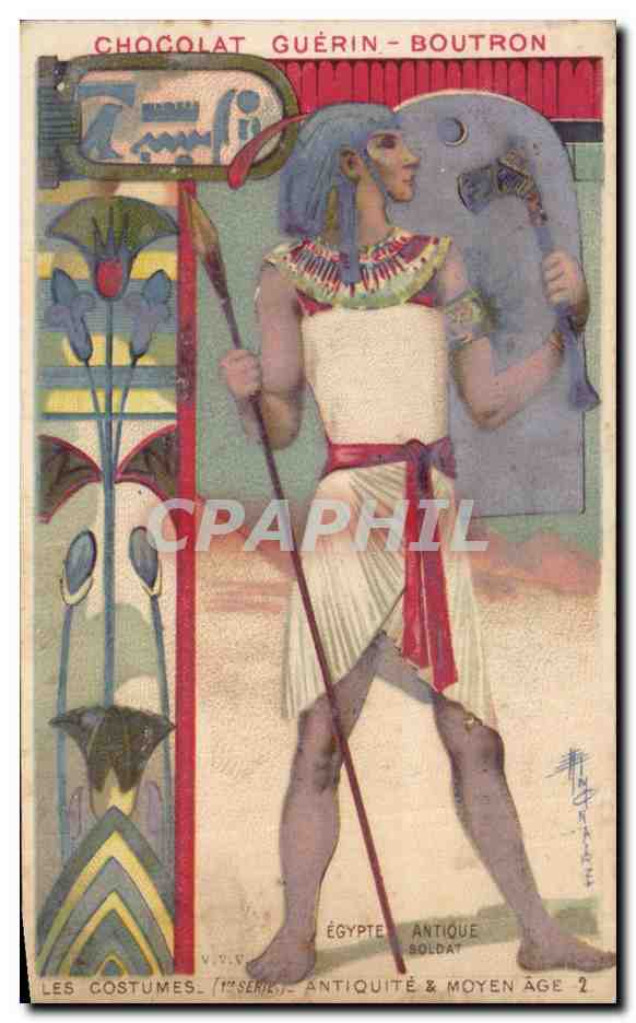 Chromo Chocolat Guerin Boutron Les Costumes Antiquite Moyen Age Egypte Antique 
