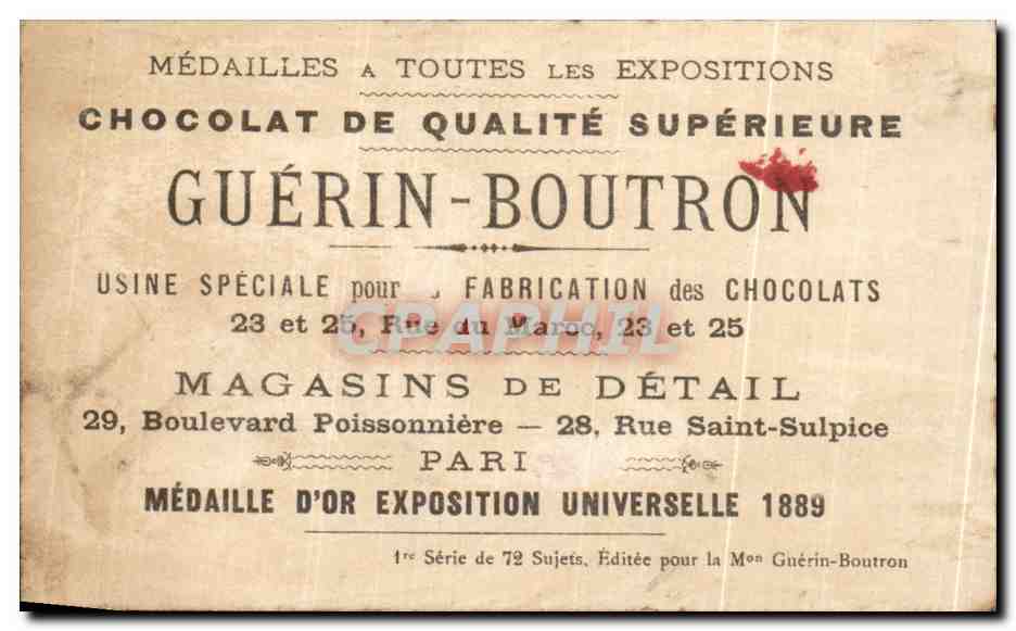 Chromo Chocolat Guerin Boutron Les Costumes Antiquite Moyen Age Egypte Antique  — Rückseite
