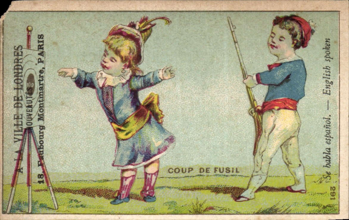 Chromo Coup De Fusil a la ville de Londres Faubourg Montmartre Paris Enfants 