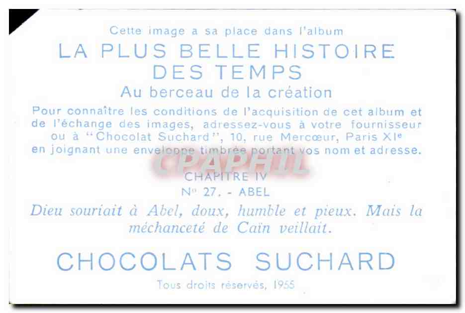 Image La Plus Belle Histoie Des Temps Chocolats Suchard Abe  — Verso