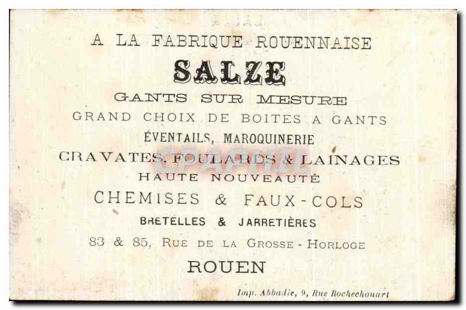 Chromo Salze Rue de la Grosse Horloge Rouen Japon Exposition universelle 1878 — Rückseite