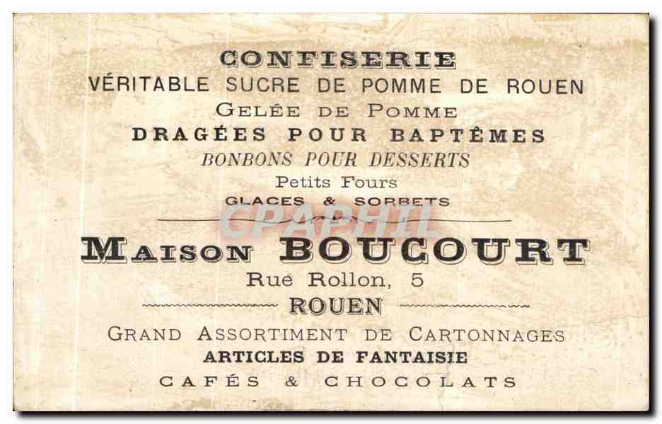 Chromo Confiserie Vertable Sucre De Pomme De Rouen Boucourt Rue Rollon  — Rückseite