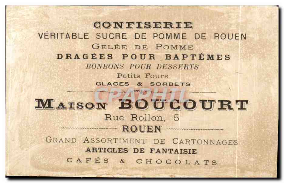 Chromo Confiserie Vertable Sucre De Pomme De Rouen Boucourt Rue Rollon  — Verso