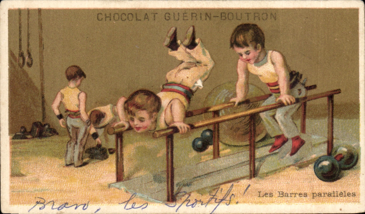Chromo Chocolat Guerin Boutron Les Barres Parelleles Enfants Gymnastique 