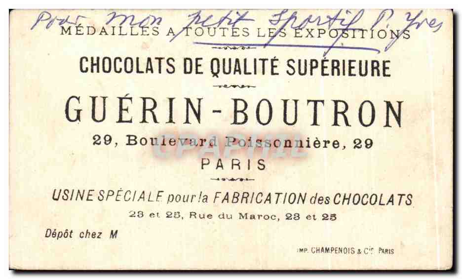 Chromo Chocolat Guerin Boutron Les Barres Parelleles Enfants Gymnastique  — Verso