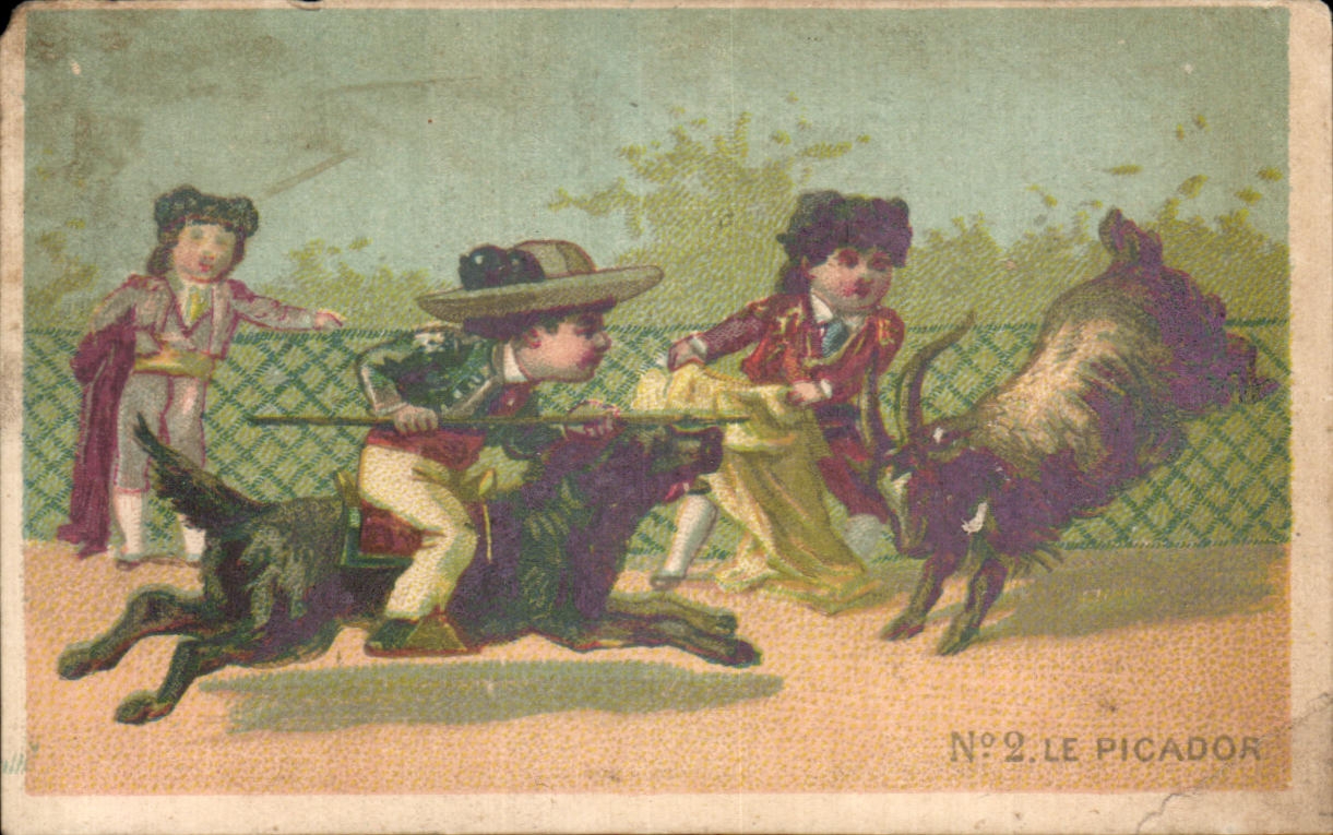 Chromo Le Picador Chien bouc chevre Enfants Cabaille Rue de CRosne Rouen