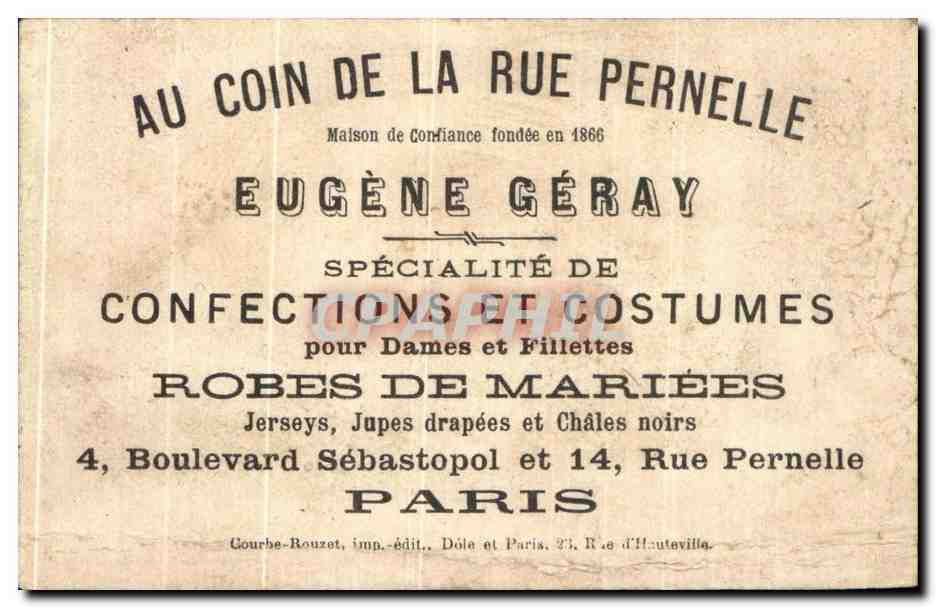 Au coin de la rue Pernelle — 4, Boulevard Sébastopol, Paris — Eugène Géray — Verso