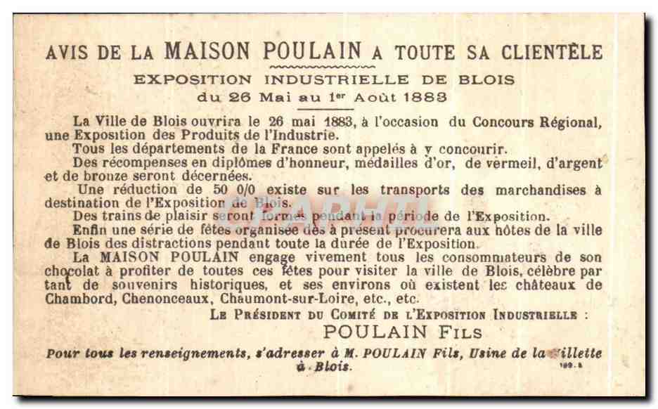 Chromo Chocolat Poulain Lycee de filles Le chant  — Verso