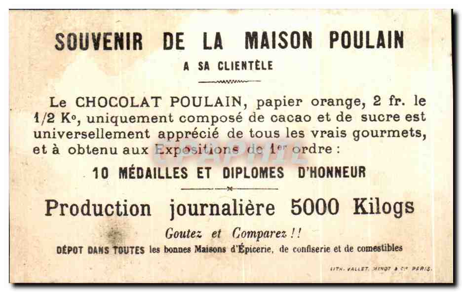 Chromo Chocolat Poulain Enfants Oiseaux  — Rückseite