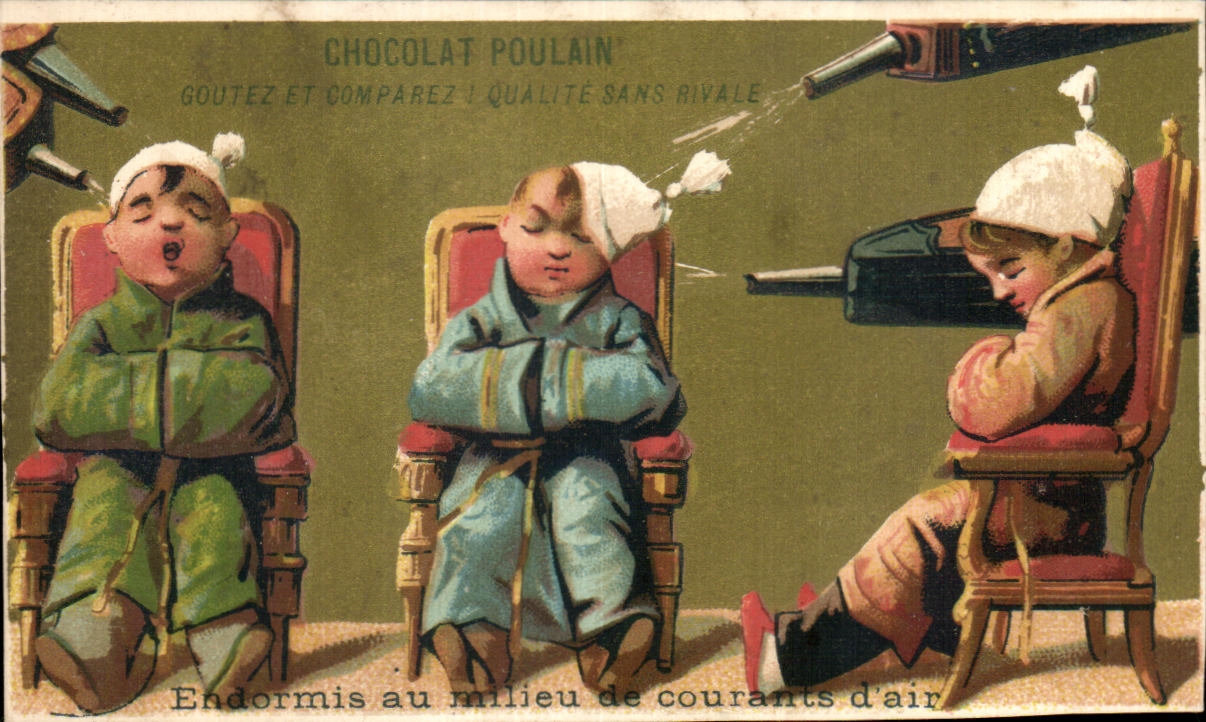 Chromo Chocolat Poulain Enfants Sans Rivale Endormis au Milieu de Courants d'air Malades Docteur 