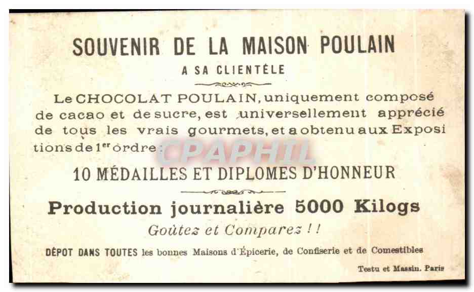 Chromo Chocolat Poulain Enfants Sans Rivale Endormis au Milieu de Courants d'air Malades Docteur  — Verso