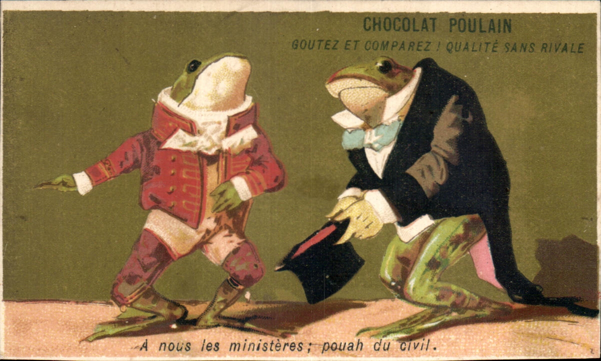 Chromo Chocolat Poulain A nous les ministeres pouah du Civil Crapeaux Grenouille
