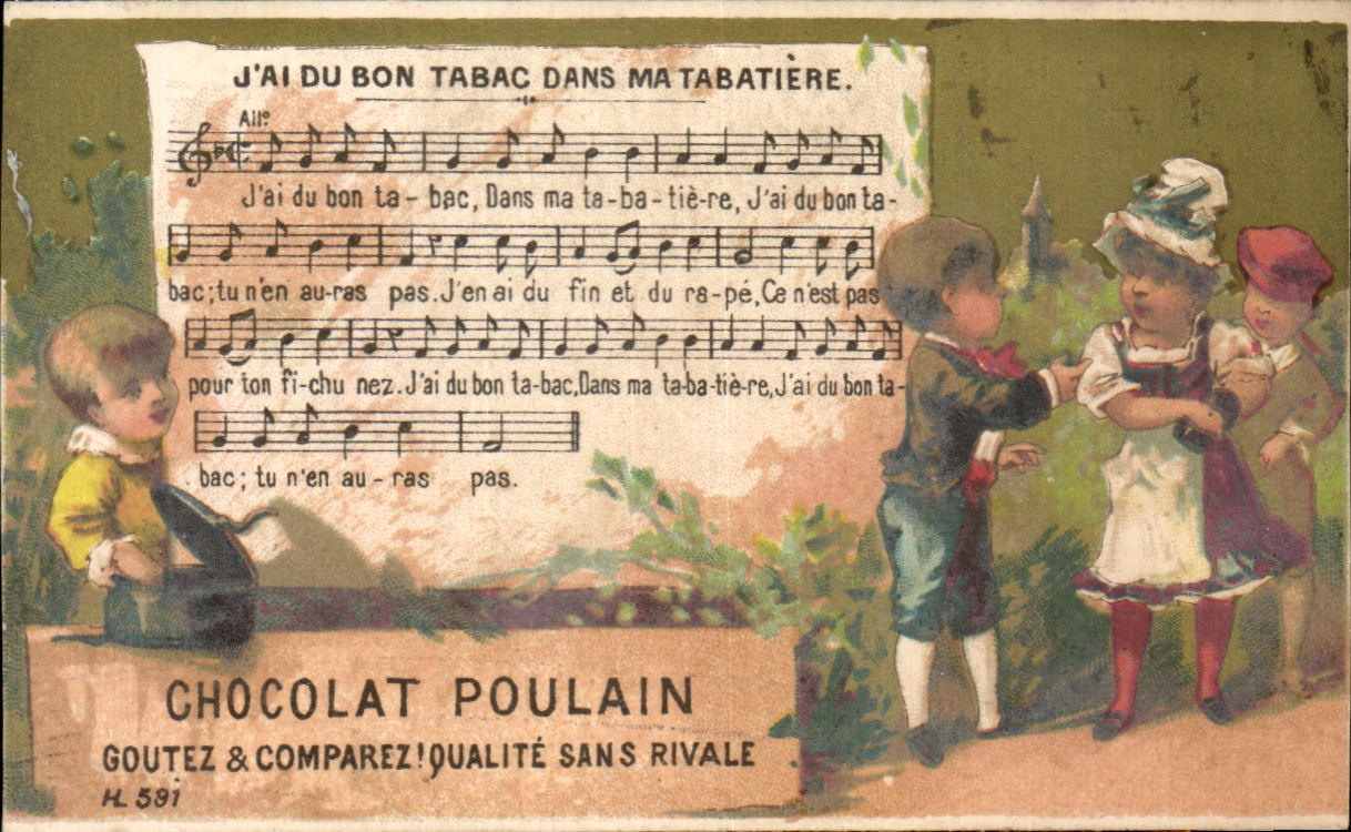 Chromo Chocolat Poulain J'ai du bon tabac dans ma tabatiere Enfants