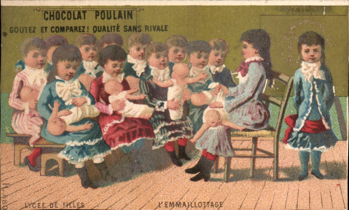 Chromo Chocolat Poulain Lycee De Filles L'emmaillotage Enfants