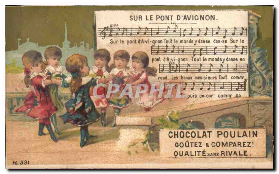 Chromo Sur Le Pont D'Avignon Chocolat Poulain Sur pont d'Avignon Enfants 