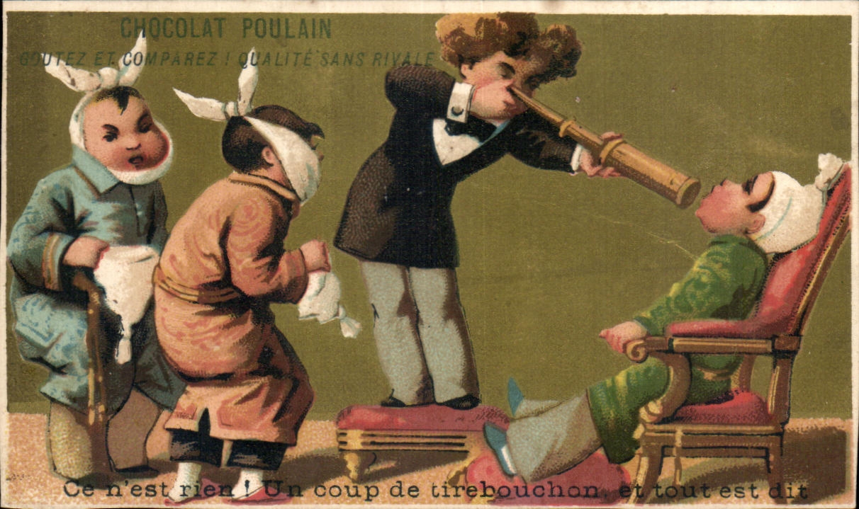 Chromo Chocolat Poulain Un coup de tirebouchon Enfants Malades