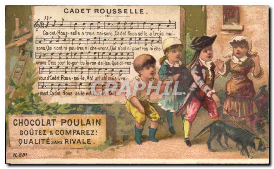Chromo Cadet Rousselle Chocolat Poulain Cadet Rousselle chien Enfants 