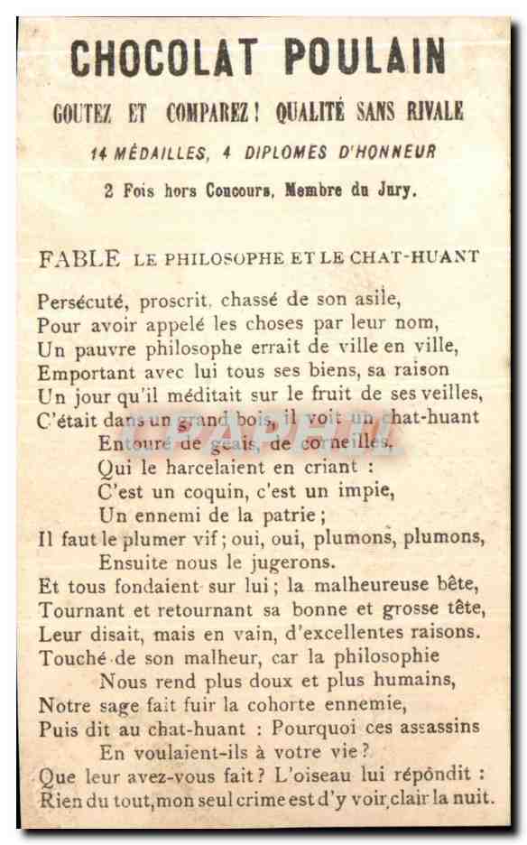 Bergère et moutons — Chocolat Poulain — n° 591 — Rückseite