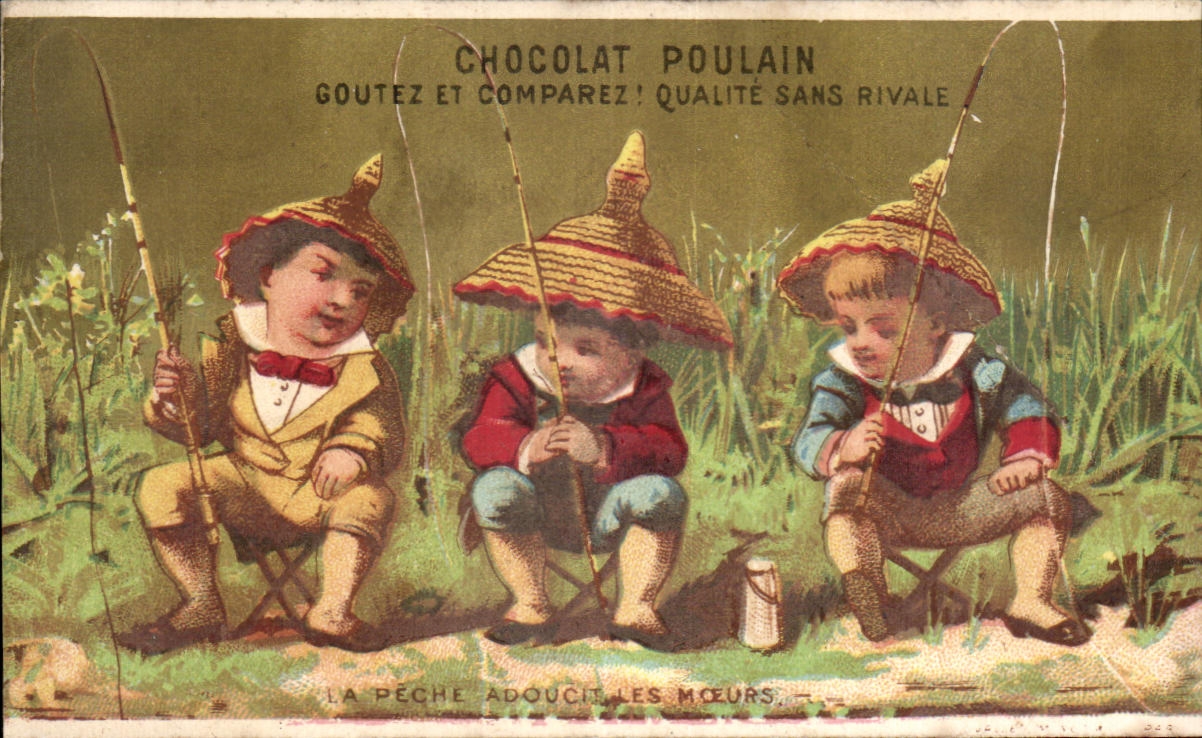 Chromo Chocolat Poulain La peche adoucit les moeurs Enfants