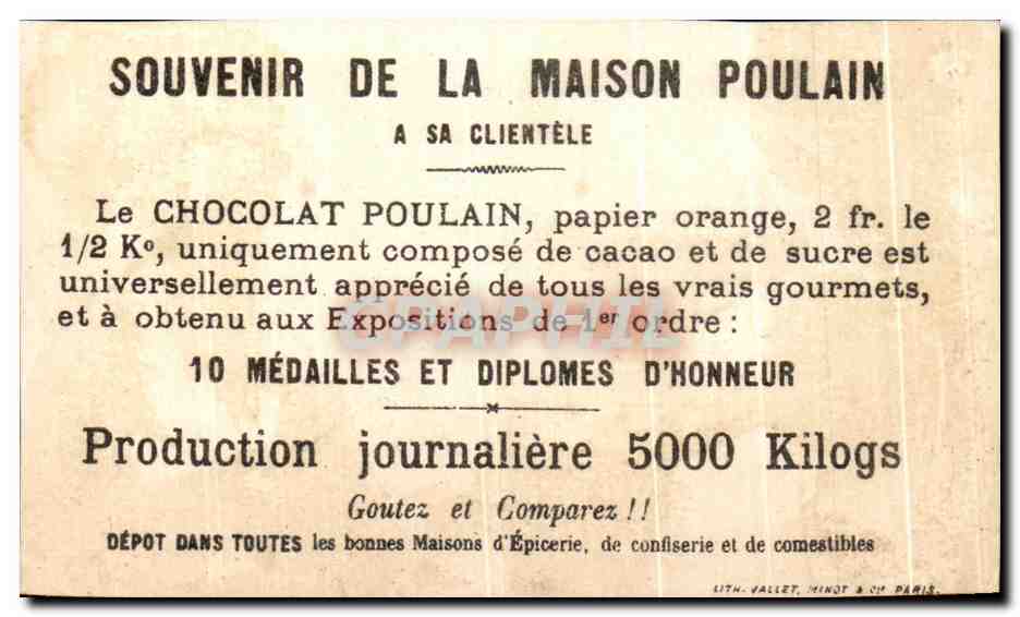 Chromo Chocolat Poulain Enfant Femme  — Verso