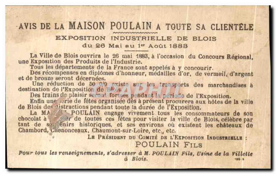 Chromo Chocolat Poulain Lucee de filles Le salut Femmes  — Verso