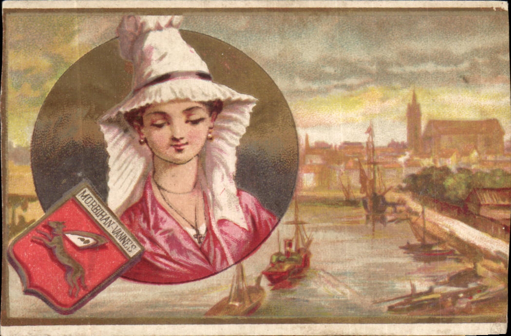 Chromo Morbihan Vannes Le grand bazar Rue de Siam Brest Femme Folklore 