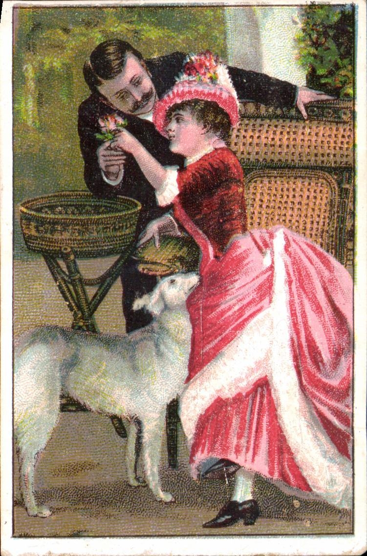Chromo Au Pauvre Diable Grande Rue et Rue de la Rampe Brest A Moignot Grands Magasins Femme Chien 