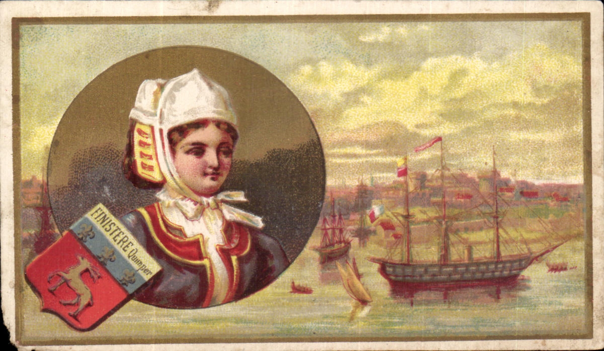 Chromo Offert Par Le Grand Bazar Rue De Siam Brest Femme Finistere Folklore Bateau 
