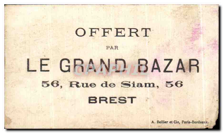 Chromo Offert Par Le Grand Bazar Rue De Siam Brest Femme Finistere Folklore Bateau  — Back