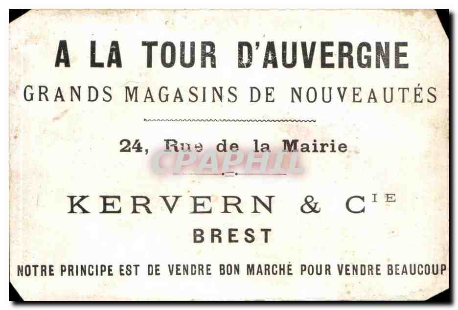 Chromo A La Tour D'Auvergne Grands Magasins De Nouveautes Rue de la Mairie Kervern Brest — Verso