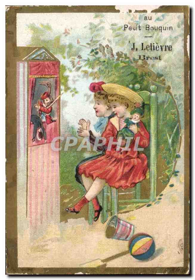 Chromo A Au Petit Bouquin Lelievre Brest Enfants Balancoire Marionnettes Guignol 