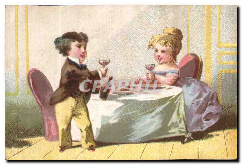 Deux enfants à table — scène de dégustation — CPAHIL