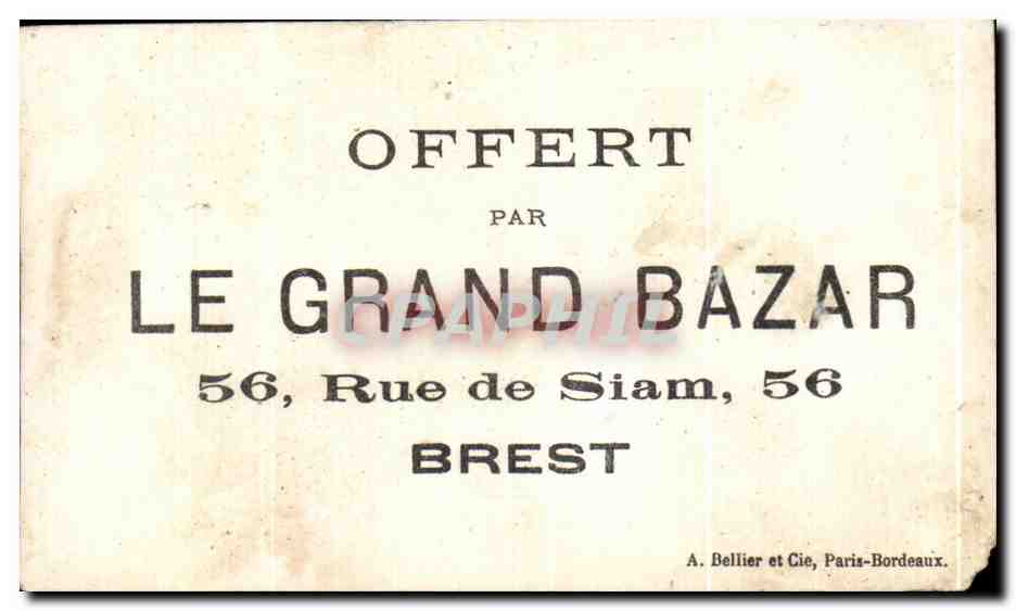 Chromo Offert Par Le grand Bazar Rue de Siam Brest Enfants Violon Danse — Rückseite