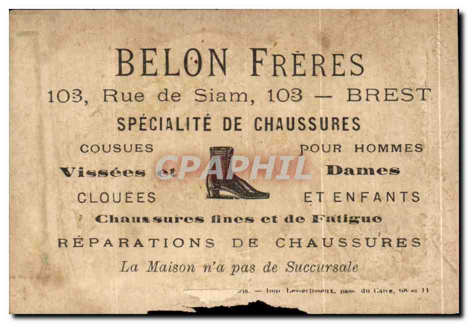Chromo Belon Freres Rue De siam Brest Enfants Chaussure  — Verso
