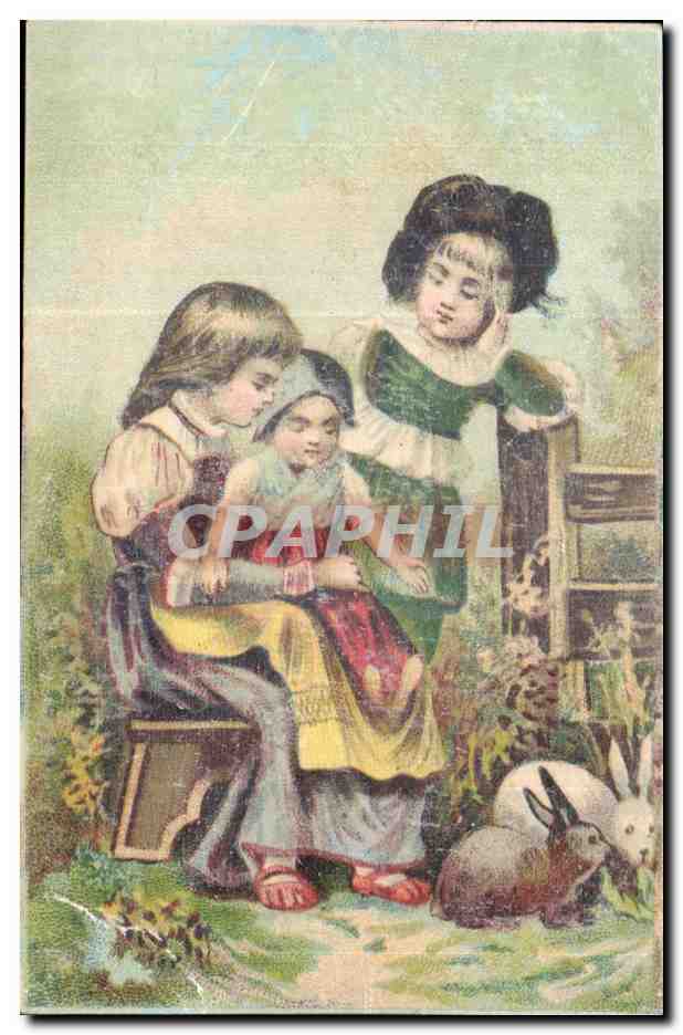Chromo Grand Bazar Ville De Paris Rue De Siam Enfants Lapin 